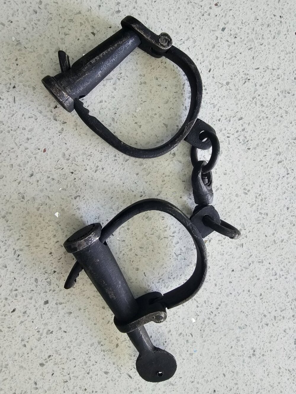 - Vintage Iron Shackles Rustic Jailer Prison Guard Cast Iron Metal Handcuffs